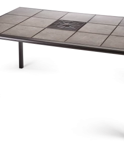 For Living Bluebay Rectangular Steel Outdoor Patio Dining Table W/ Ceramic Tile, 64x41x28-in