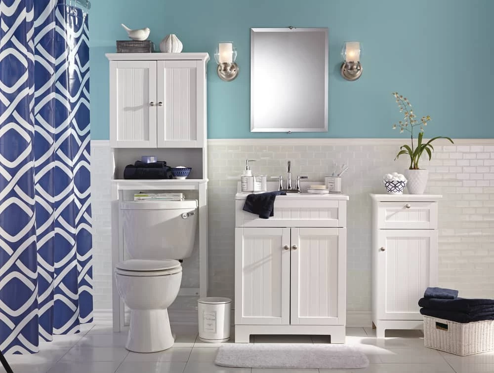 For Living Brookfield 2-Door Over-The-Toilet Spacesaver Bathroom Storage Cabinet, White - Image 4