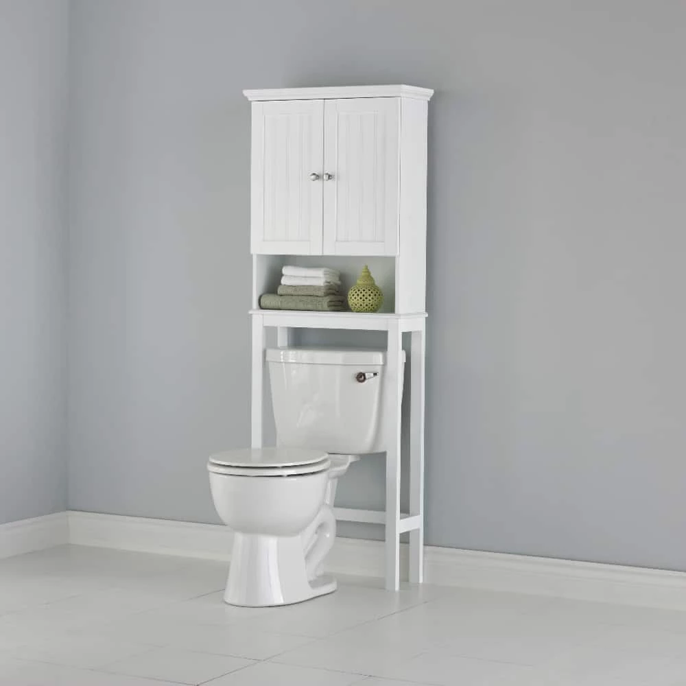 For Living Brookfield 2-Door Over-The-Toilet Spacesaver Bathroom Storage Cabinet, White - Image 3