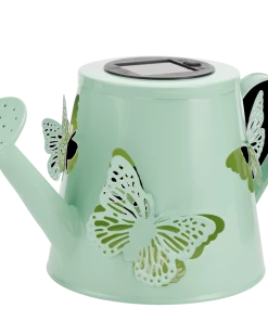 For Living Solar Powered LED Metal Butterfly Watering Can Lantern