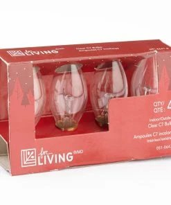 For Living C7 Christmas Lights Replacement Bulbs, 4 Incadescent Lights, Clear