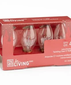 For Living C7 Christmas Lights Replacement Bulbs, 4 Incadescent Lights, Clear Twinkling