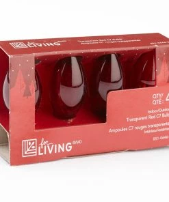 For Living C7 Christmas Lights Replacement Bulbs, 4 Incadescent Lights, Red
