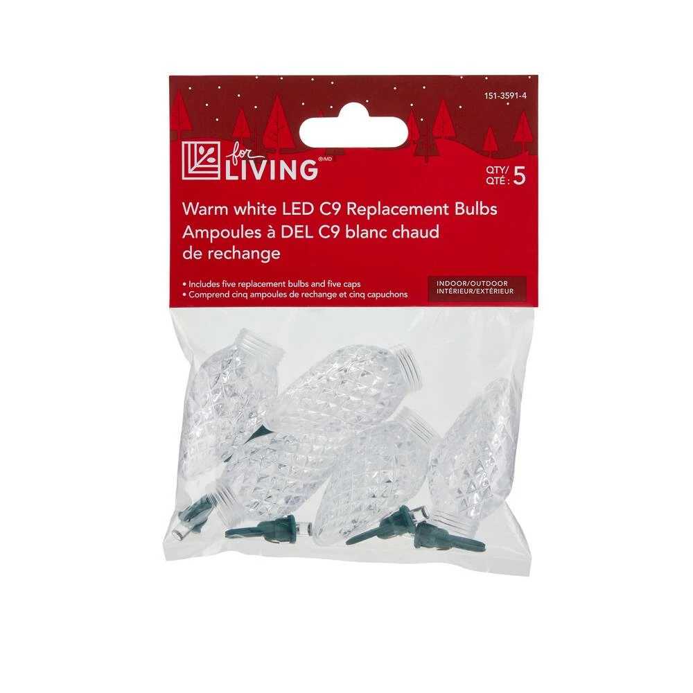 For Living C9 Christmas Lights Replacement Bulbs,5 LED Lights, Warm White - Image 3