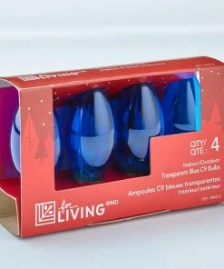 For Living C9 Christmas Lights Replacement Bulbs, 4 Incandescent Lights, Blue