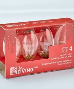 For Living C9 Christmas Lights Replacement Bulbs, 4 Incadescent Lights, Clear Twinkling