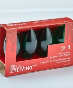 For Living C9 Christmas Lights Replacement Bulbs, 4 Incadescent Lights, Green