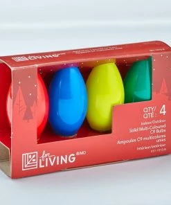 For Living C9 Christmas Lights Replacement Bulbs, 4 Incandescent Lights, Multi-colour