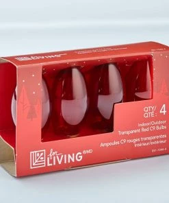 For Living C9 Christmas Lights Replacement Bulbs, 4 Incadescent Lights, Red
