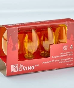 For Living C9 Christmas Lights Replacement Bulbs, 4 Incadescent Lights, Yellow