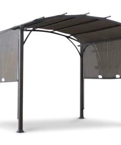 For Living Cambrian Square Outdoor/Patio Pergola W/ Adjustable Sun-Shade, Brown, 10x10-ft
