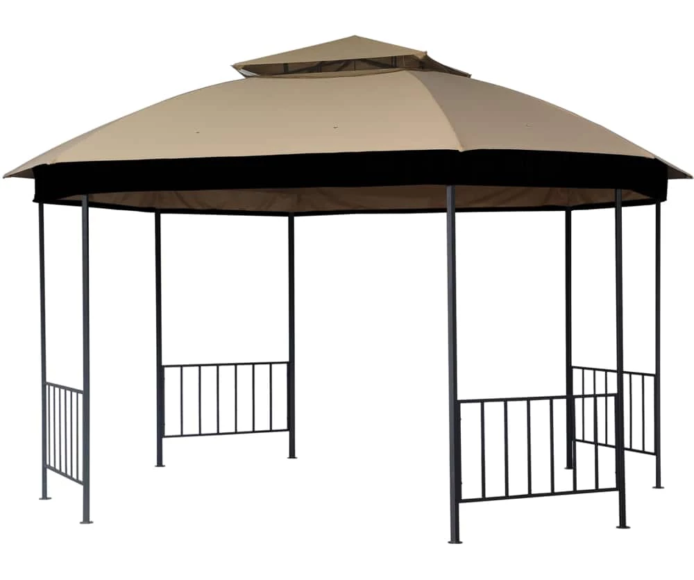 For Living Octagon Fabric Outdoor/Patio Replacement Gazebo Canopy, Beige, 153x124x35-in