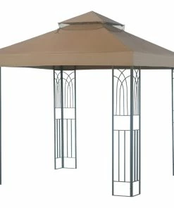 For Living Square Fabric Outdoor/Patio Gazebo Canopy For Crawford Gazebo, Brown, 96x96x32-in