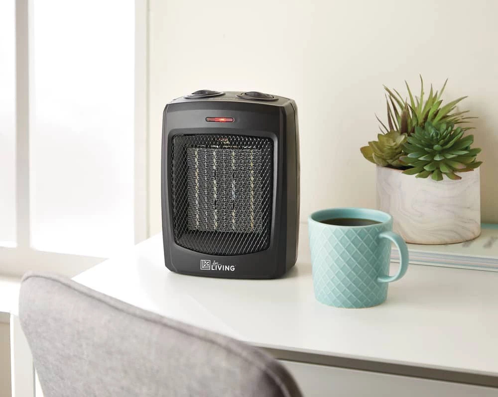 For Living Portable Ceramic Space Heater W/Thermostat, 1500W, Black - Image 7