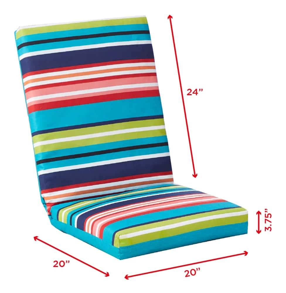 For Living Patio Stripe, Reversible Chair Cushion, Teal - Image 3