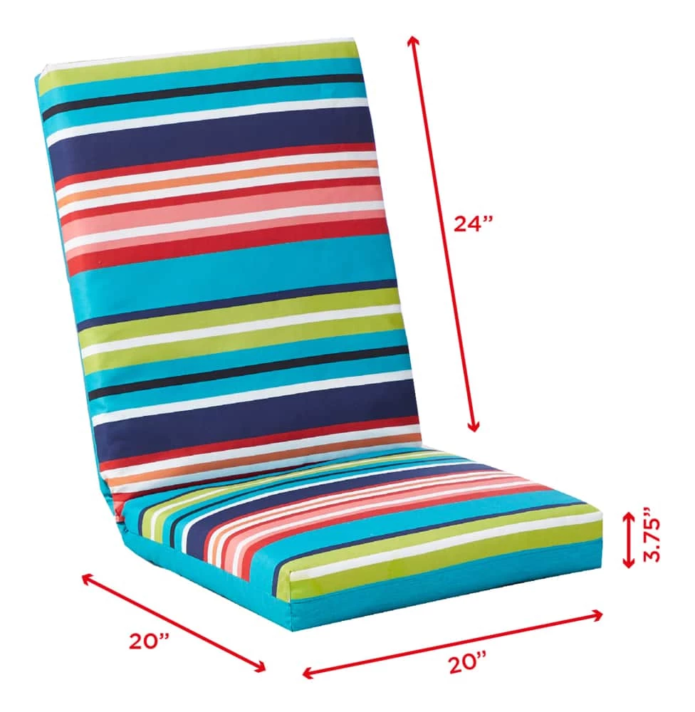 For Living Patio Stripe, Reversible Chair Cushion, Teal - Image 4