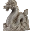 For Living Dragon Statue & Lawn Ornament, 15-in, Grey