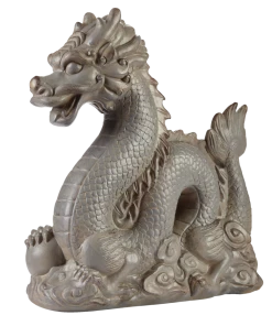 For Living Dragon Statue & Lawn Ornament, 15-in, Grey