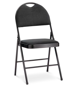 For Living Portable High-Back Upholstered & Padded Metal Folding Chair, Black