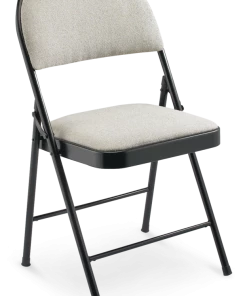 For Living Portable High-Back Upholstered & Padded Metal Folding Chair, Beige
