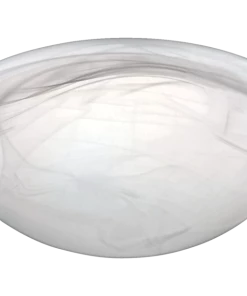 For Living Low-Profile Alabaster Glass Shade Flush Mount Ceiling Light Fixture, Brushed Pewter, 12-1/4-in