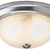 For Living Frosted Swirl Glass Shade Flush Mount Ceiling Light Fixture, Brushed Pewter, 13-in