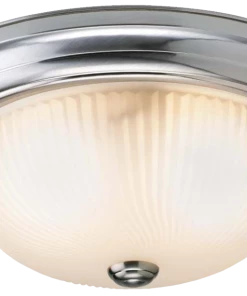 For Living Frosted Swirl Glass Shade Flush Mount Ceiling Light Fixture, Brushed Pewter, 13-in