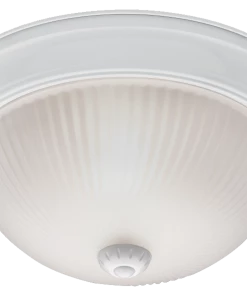 For Living Frosted Swirl Glass Shade Flush Mount Ceiling Light Fixture, White, 13-in
