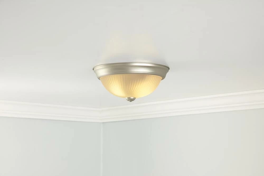 For Living Frosted Swirl Glass Shade Flush Mount Ceiling Light Fixture, White, 13-in - Image 4