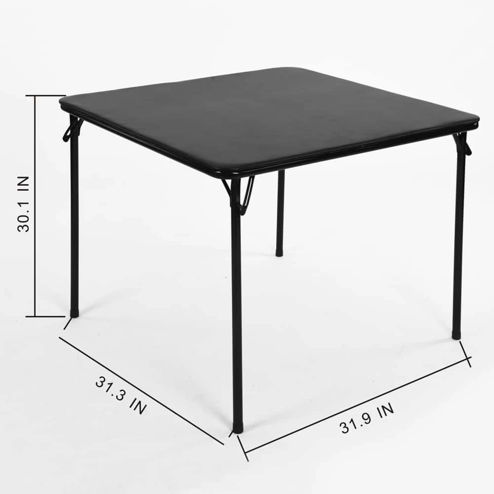 For Living 34-in X 34-in Portable Vinyl Top Metal Folding Card Game/Activity Table, Black - Image 8