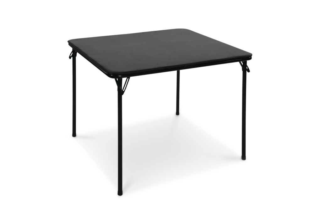 For Living 34-in X 34-in Portable Vinyl Top Metal Folding Card Game/Activity Table, Black