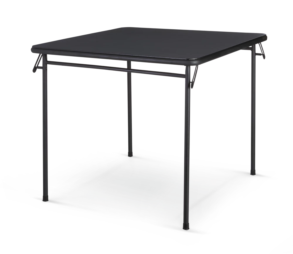 For Living 34-in X 34-in Portable Vinyl Top Metal Folding Card Game/Activity Table, Black - Image 2