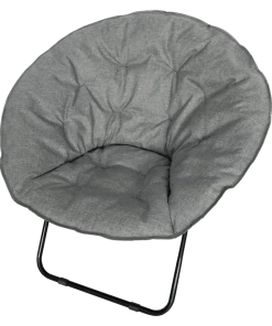 For Living Portable Linen Upholstered Folding Papasan/Saucer Lounge Chair, Grey