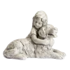 For Living Girl With Dog Memorial Statue, 12.60-in, Grey