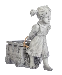 For Living Girl Statue & Lawn Ornament, 15.75-in, Grey