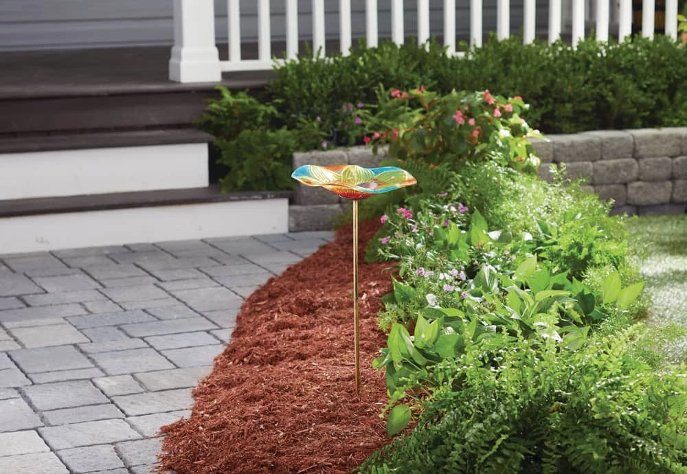 For Living Glass Metal Birth Bath & Garden Stake, 25.59-in, Multi-Colour - Image 3