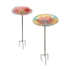 For Living Glass Metal Birth Bath & Garden Stake, 25.59-in, Multi-Colour