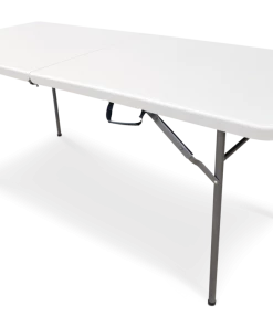 For Living 6-ft Heavy Duty Portable Plastic & Metal Folding Table With Handle, White