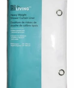 For Living PEVA Heavy Weight Shower Curtain Liner, Assorted Colours, 70-in X 72-in