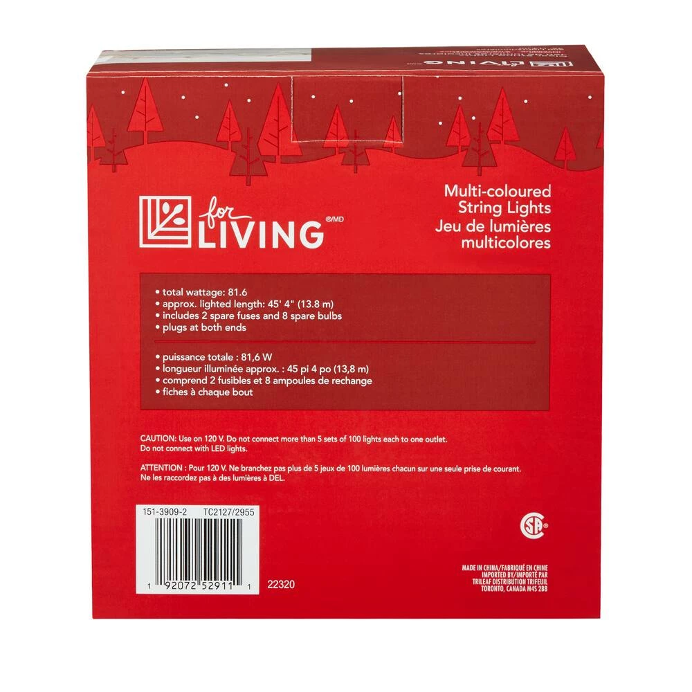 For Living Indoor Christmas Lights, 200 Multi-Colour Mini Incandescent Lights, White Wire - Image 4