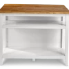 For Living Wood Top Open Shelf Kitchen Storage Island With Folding Leaf, White