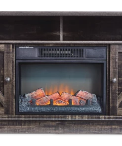 FOR LIVING Kerry Media Electric Fireplace TV Stand, 44.5-in, 1500W, Brown