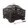 For Living Lawrence Steel Outdoor Wood Burning Fire Pit W/Fireplace Poker, 25 X 25 X 26-in
