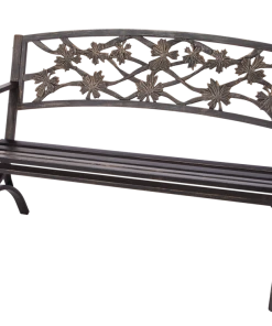 For Living Maple Leaf Steel Frame Outdoor/Patio/Garden Bench, Matte-Black