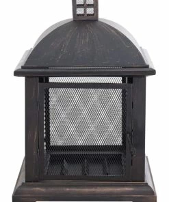 For Living Steel Outdoor Wood Burning Fire Pit, 26 X 26 X 40-in