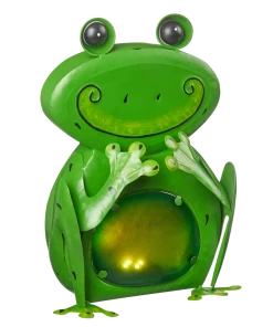 For Living Frog Lawn Ornament With LED Lights, 12.99-in