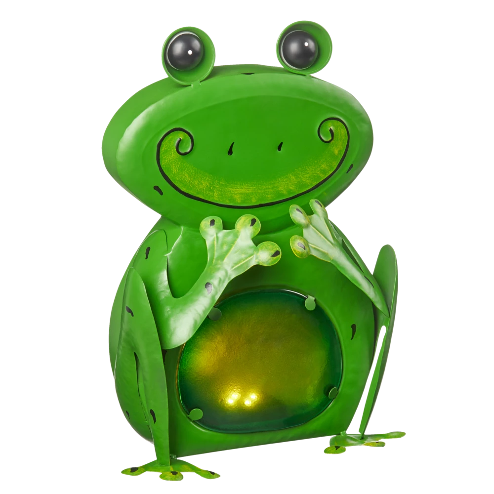 For Living Frog Lawn Ornament With LED Lights, 12.99-in