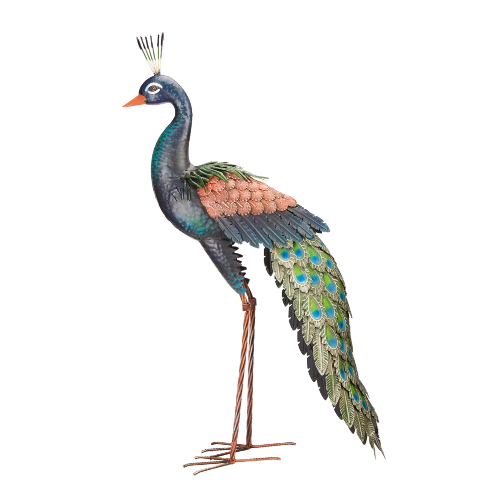 For Living Standing Peacock Garden Statue & Lawn Ornament, 37-in, Blue - Image 3