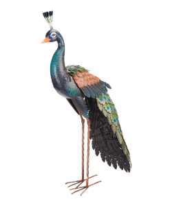 For Living Standing Peacock Garden Statue & Lawn Ornament, 37-in, Blue