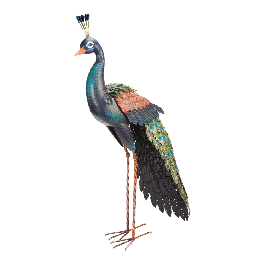 For Living Standing Peacock Garden Statue & Lawn Ornament, 37-in, Blue